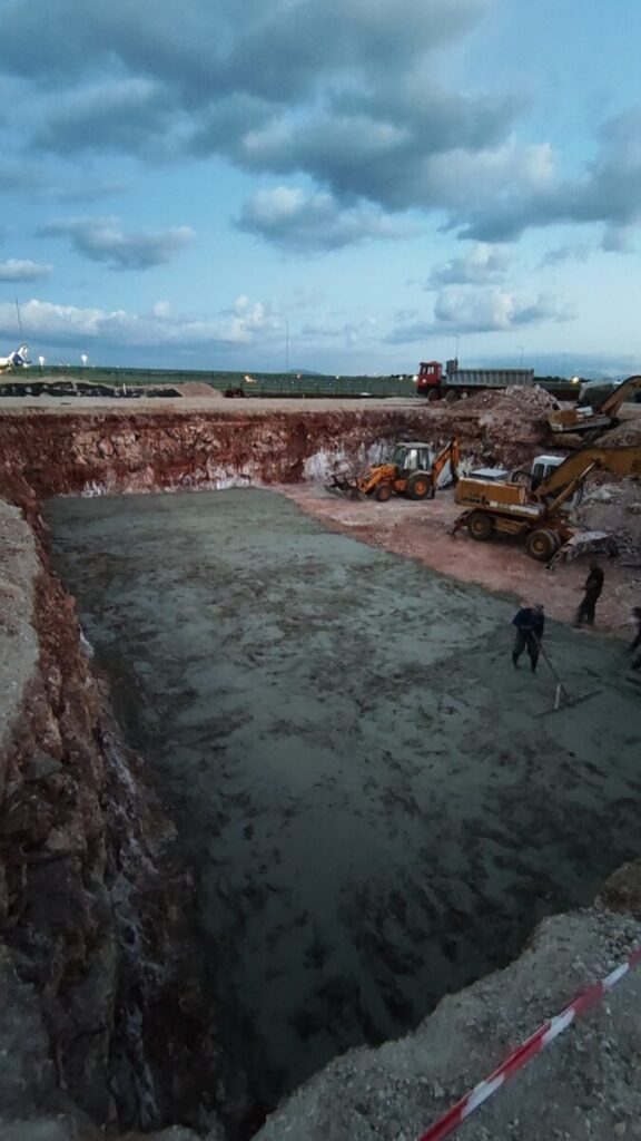 Completed installation area with industrial slab