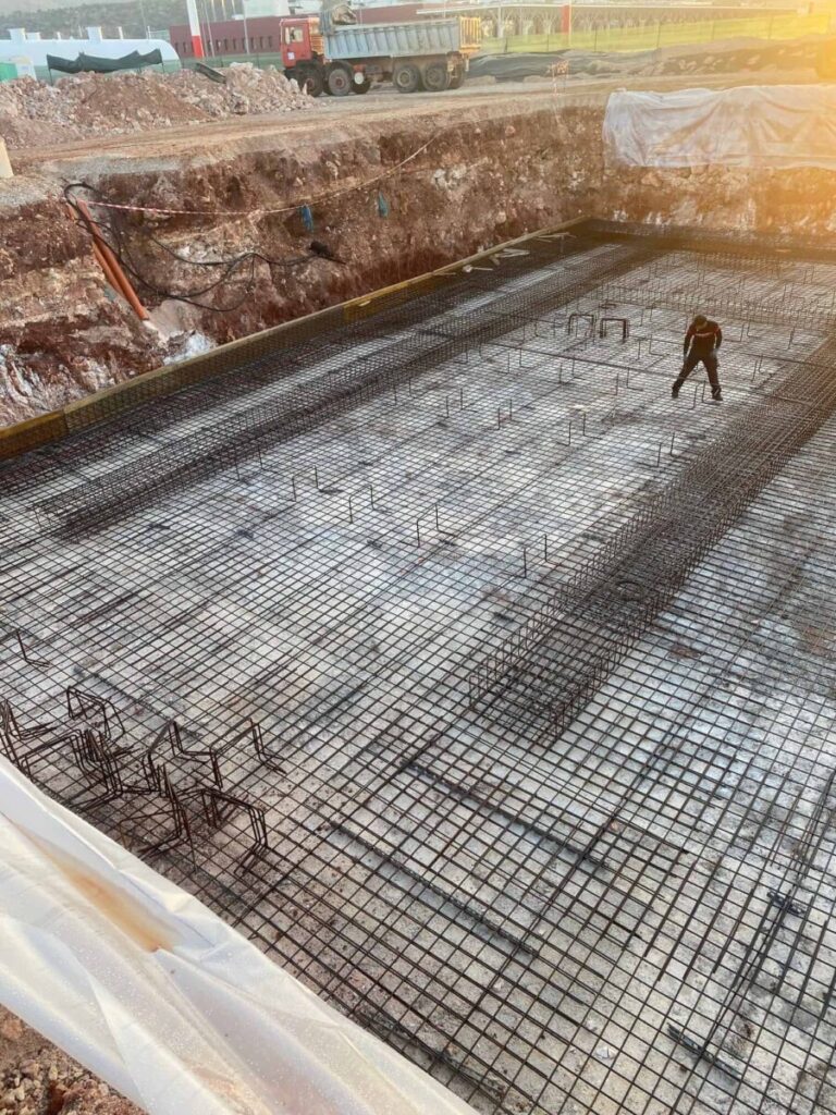 Reinforcement mat for tank slab prior to concrete pour #2