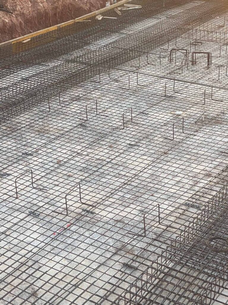 Reinforcement mat for tank slab prior to concrete pour #3