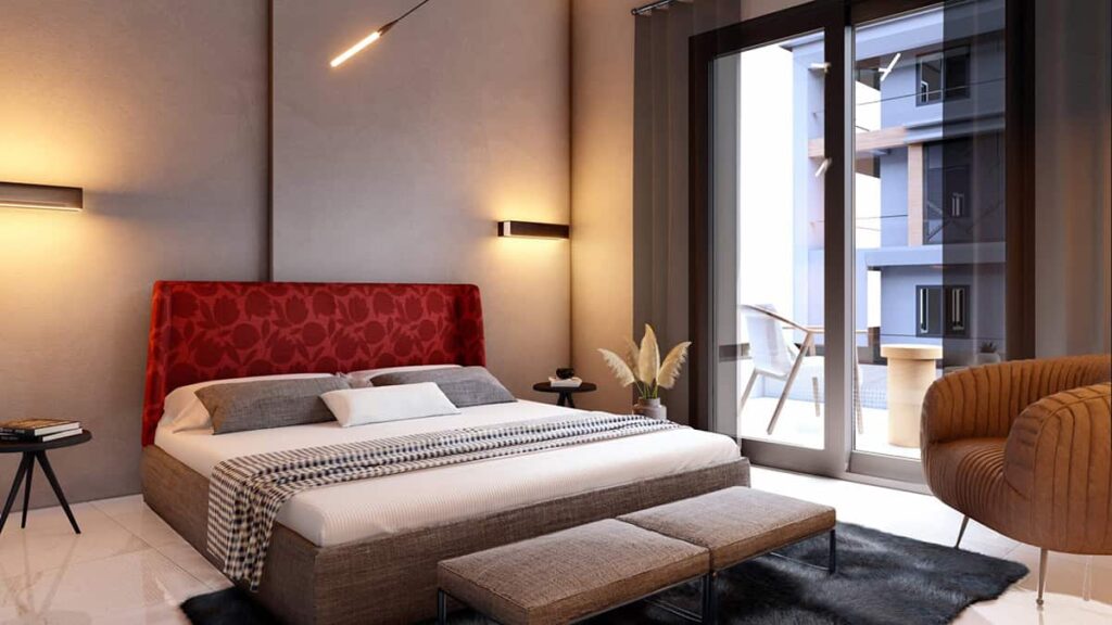Bedroom with large opening and natural light