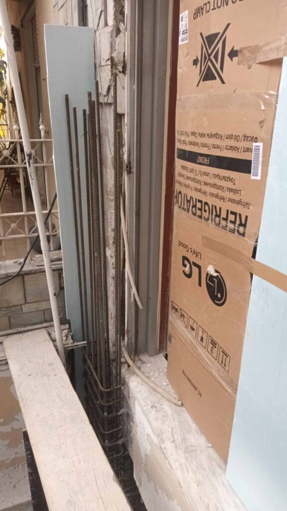Substrate preparation and dowel anchoring on reinforced-concrete column