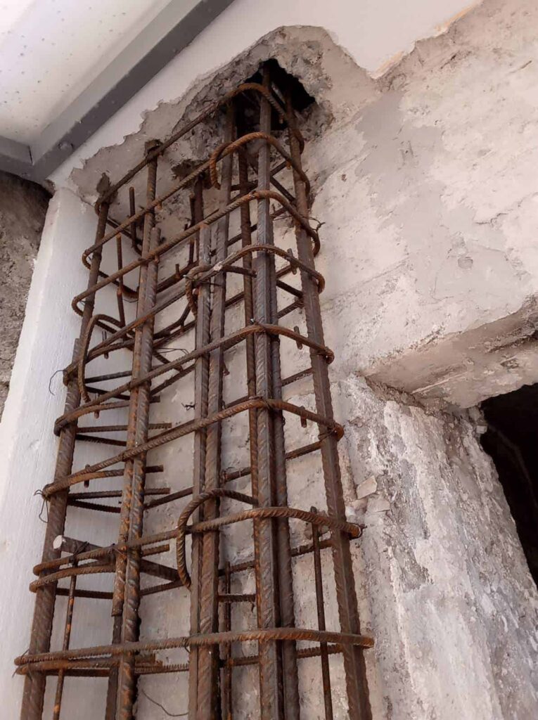Exposed rebar on existing reinforced-concrete element