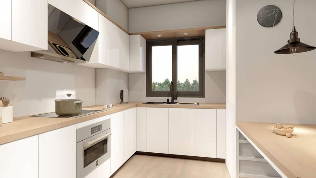 Contemporary kitchen with natural light and clean lines